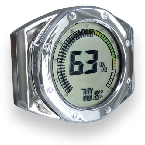 Watch-Style Digital Hygrometer (Silver) – Compact & Accurate Humidity and Temperature Monitor for Humidors