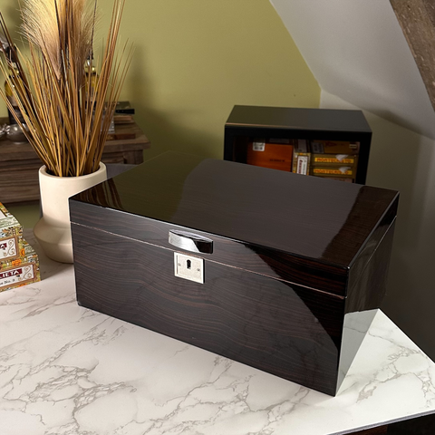 Princeton Ebony 100 Ct. High Gloss Humidor with Silver Accents