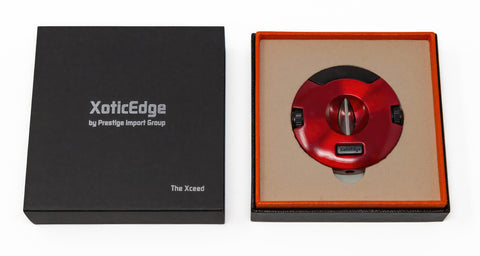XoticEdge Xceed Red Dual-Action Cigar Cutter – V-Cut & Punch Combo with Stainless Steel Blades