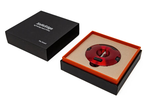 XoticEdge Xceed Red Dual-Action Cigar Cutter – V-Cut & Punch Combo with Stainless Steel Blades