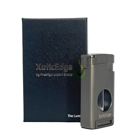 Lumina Triple Torch Lighter with Built-In V-Cut Cutter – Gunmetal Gray