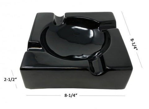 Prestige Import Group Large Ceramic Contemporary Ashtray - High Gloss Black