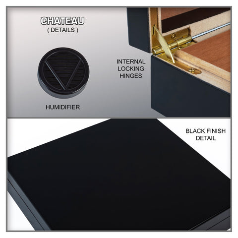 Chateau Black Finish 20-Cigar Humidor