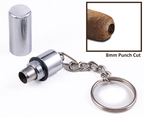 Retractable Bullet Cigar Punch Cutter Keychain – Silver