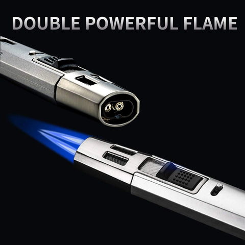 Spear-Style Torch Lighter – Silver Finish with Adjustable Flame Height