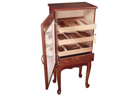 600 Ct. Bronze Mahogany Cigar Humidor Cabinet with Glass Door & Cedar Interior
