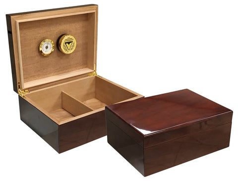 50-60 Count Dark Walnut Lacquer Cigar Humidor Bellevue