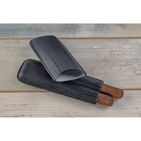 Alligator Pattern Leather Cigar Humidor Gift Set – Black – 25 Cigar Capacity