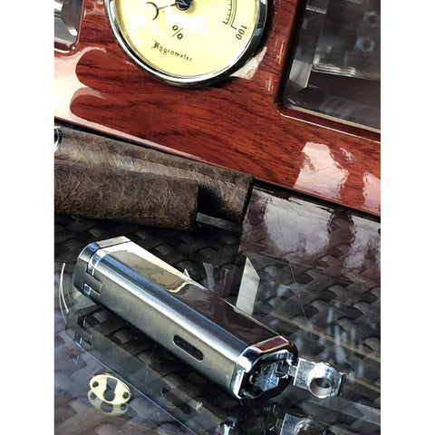 Typhoon Triple Flame Torch Lighter with Retractable Bullet Cutter – Silver