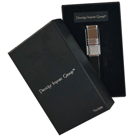 Apex Dual Flame Torch Lighter w/ Punch Cutter – Black/Chrome