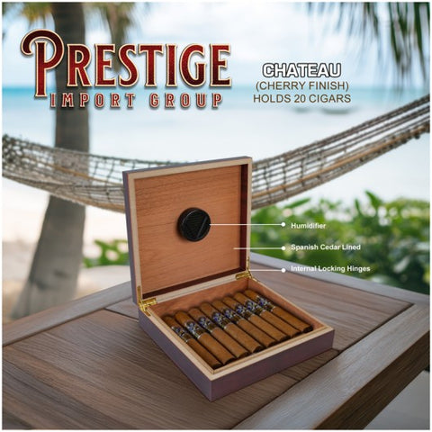 Chateau Cherry 20-Cigar Desktop Humidor with Humidifier – Spanish Cedar Lined