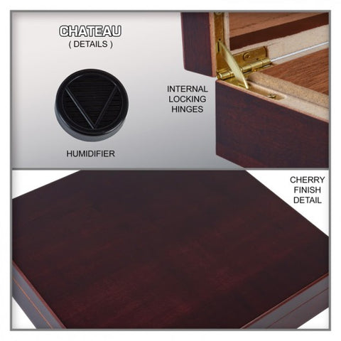 Chateau Cherry 20-Cigar Desktop Humidor with Humidifier – Spanish Cedar Lined