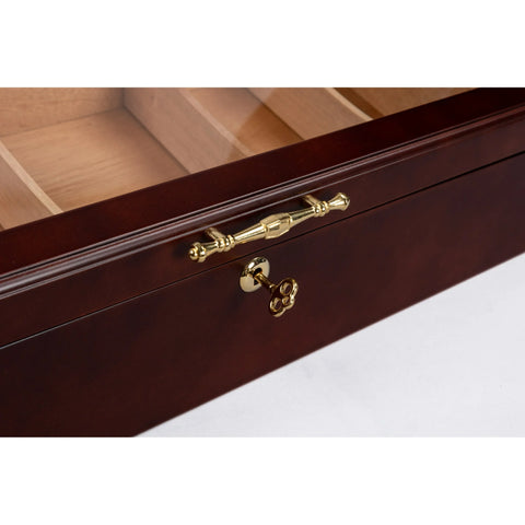 Modena Cherry Finish Countertop Display Cigar Humidor – 100 Ct. Capacity w/ Angled Glass Top