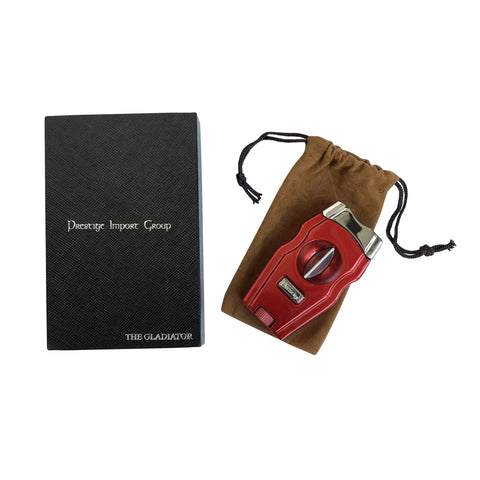 Gladiator V-Cut & Punch Cigar Cutter – Red Metal Body
