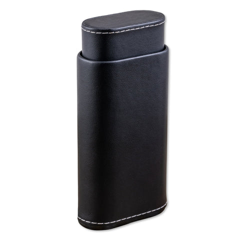 Luxury 3-Cigar Folding Leather Travel Case with Cutter – Black