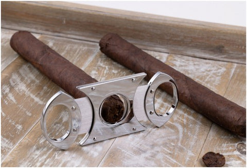 Chrome Metal Guillotine Cigar Cutter – Double Stainless Steel Blades – 56 Ring Gauge