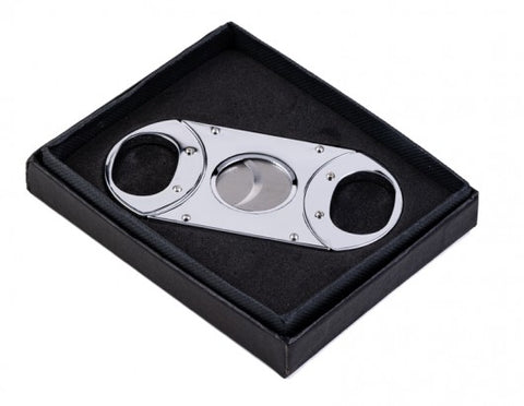 Chrome Metal Guillotine Cigar Cutter – Double Stainless Steel Blades – 56 Ring Gauge