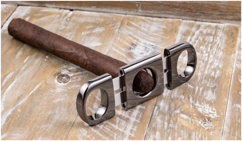 Gun Metal Cigar Cutter – Premium Double Blade Guillotine for 56 Ring Gauge Cigars