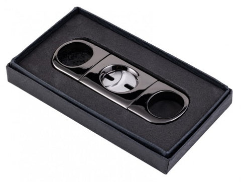 Gun Metal Cigar Cutter – Premium Double Blade Guillotine for 56 Ring Gauge Cigars