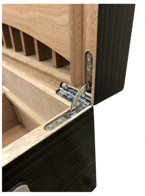 Prestige Imports Rockefeller 130 Ct. Ebony Humidor with Built-In Lid Display for Eleven 64-Ring Cigars