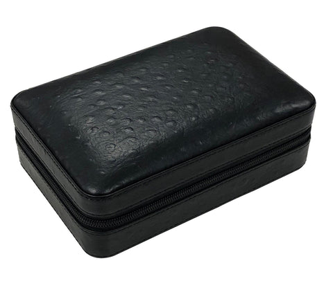 4–8 Cigar Travel Humidor Set – Black (Includes Humidifier, Cutter, Lighter & Zipper Closure)