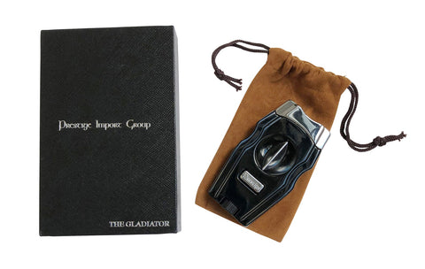 V-Cut & Punch Combo Cigar Cutter – Dual Blade Cigar Tool Jet Black