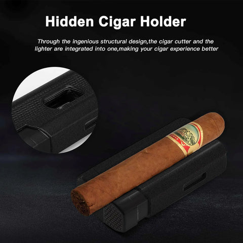 The Lumina Triple Torch Lighter with V-Cut – Black Stone
