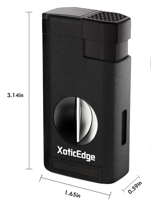 The Lumina Triple Torch Lighter with V-Cut – Black Stone