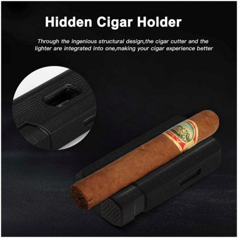 High-Line Triple Torch Lighter with Recessed V-Cut Cutter – Black