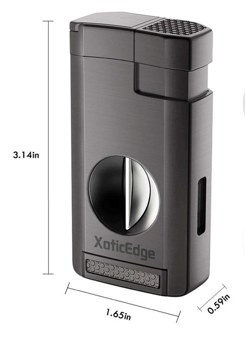 High-Line Triple Torch Lighter with Recessed V-Cut Cutter – Gun Metal Finish