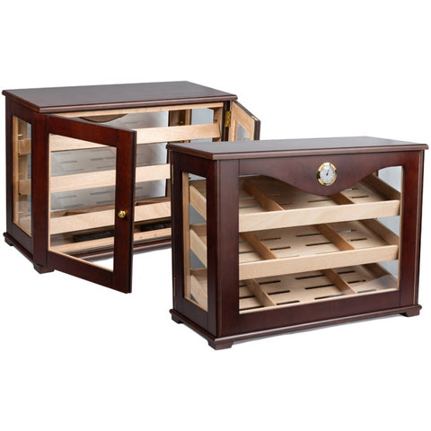 Marciano Large Dark Mahogany Countertop Cigar Humidor Display w/ Trays – Holds Up to 250 Cigars