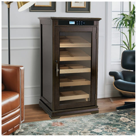 Redford Espresso Electronic Cigar Humidor Cabinet – Climate & Humidity Controlled, 1250 Cigar Capacity