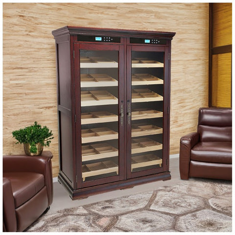 Prestige Reagan Elite 4,000-Cigar Dual Zone Electric Humidor – Rich Dark Cherry Finish
