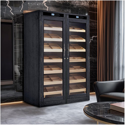 Prestige Reagan Lite 4,000-Cigar Electric Humidor – Black Oak Finish