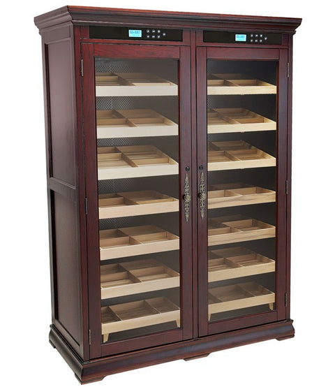 Prestige Reagan Elite 4,000-Cigar Dual Zone Electric Humidor – Rich Dark Cherry Finish