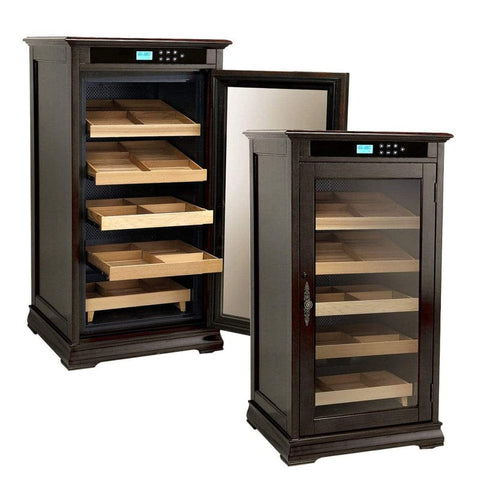 The Redford Electronic Climate-Controlled Cigar Cabinet Humidor – Rich Dark Cherry Finish, 1250 Cigar