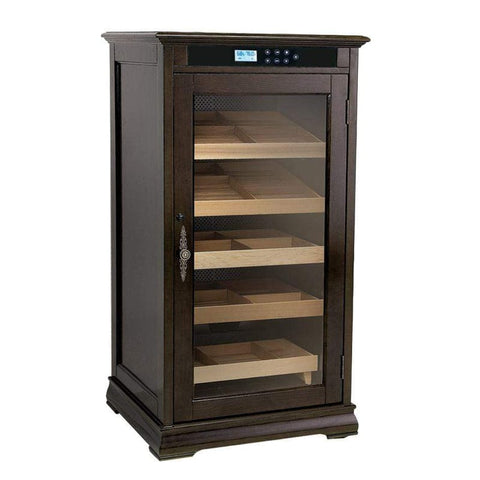The Redford Electronic Climate-Controlled Cigar Cabinet Humidor – Rich Dark Cherry Finish, 1250 Cigar
