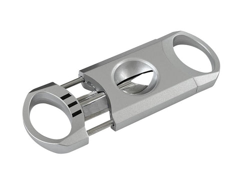 Matte Metallic Silver V-Cut Metal Cigar Cutter