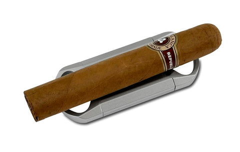 Matte Metallic Silver V-Cut Metal Cigar Cutter