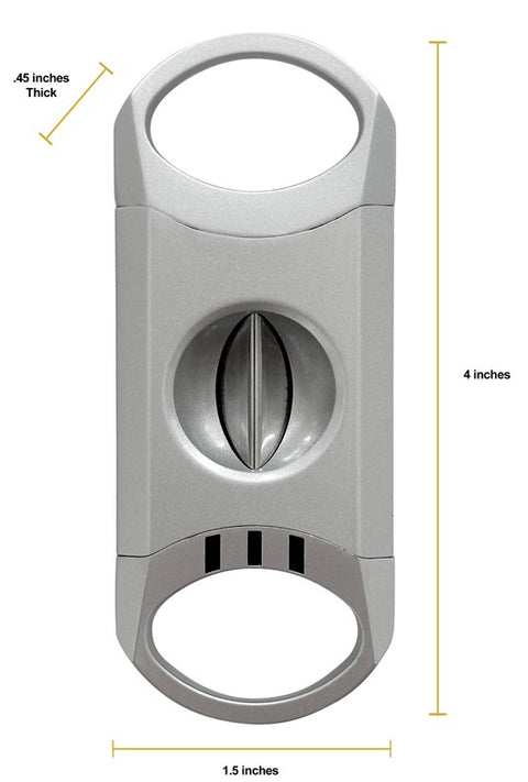 Matte Metallic Silver V-Cut Metal Cigar Cutter