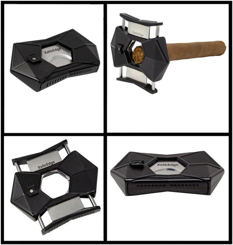 XoticEdge Xpanse Push-Button Guillotine Cigar Cutter – Sleek Black Finish
