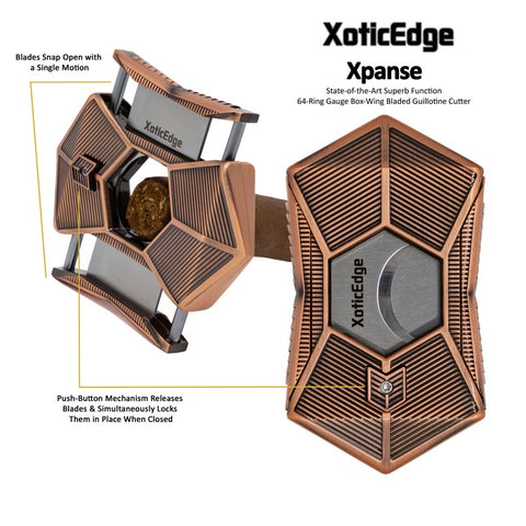 High Quality Copper Box-Wing Dual Blade Guillotine Cigar Cutter – Cuts Up to 64 Ring Gauge
